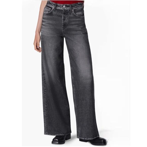 Rag + Bone Miramar Sofie High Waist Cotton Sweatpants Flaire “Jeans”/Washed Blac - Picture 3 of 16